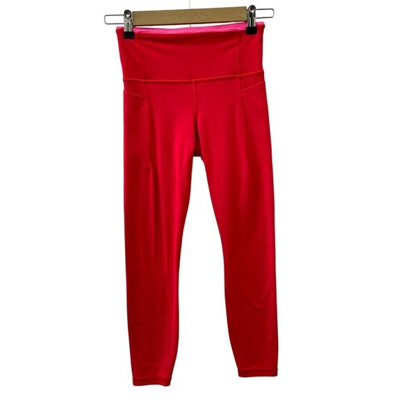 Athleta Revolution Laser Cut 7/8 Tight Stash Pocket Leggings Powervita Red XS - Picture 5 of 15